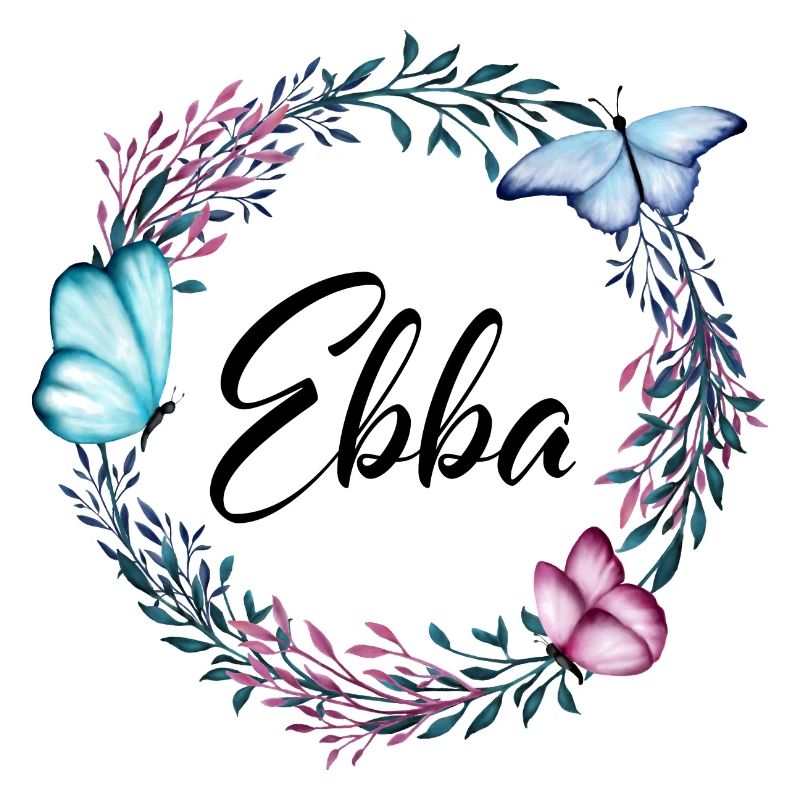 Ebba, nom, lettrage, couronne de fleurs, cadeau