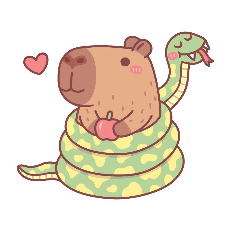 Capybara Wrapped By Snake Funny
