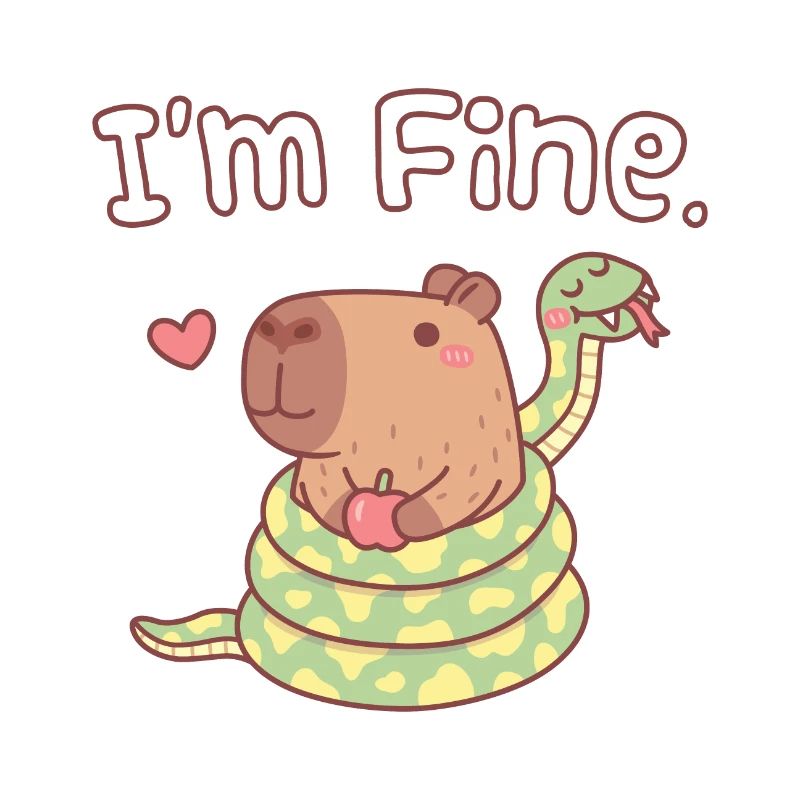 Capybara Wrapped By Snake Funny Im Fine