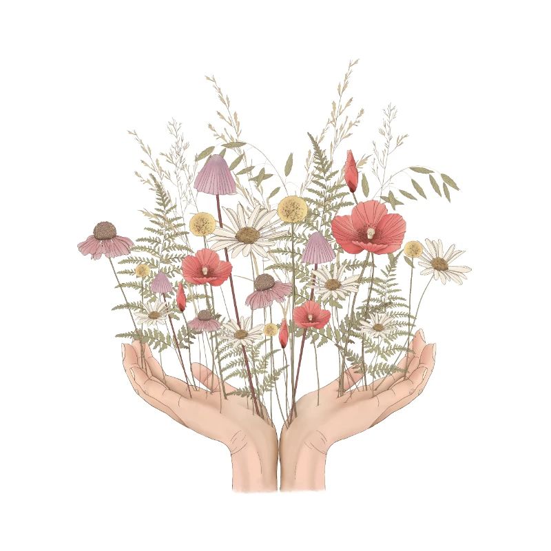 Mains de fleurs