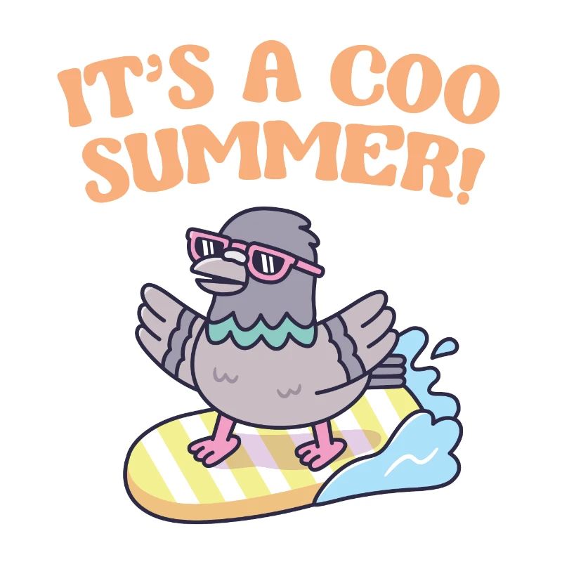 Pigeon On Surfboard Its A Coo Summer Funny