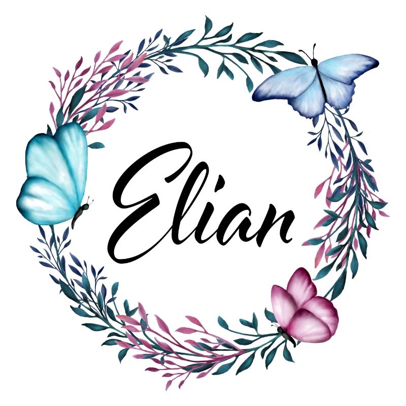 Elian, nom, lettrage, couronne de fleurs, cadeau