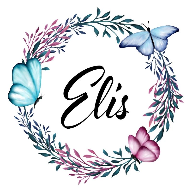 Elis, nom, lettrage, couronne de fleurs, cadeau