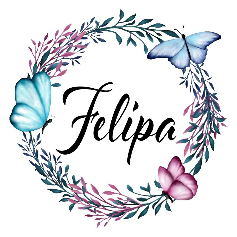 Felipa, nom, lettrage, couronne de fleurs, cadeau