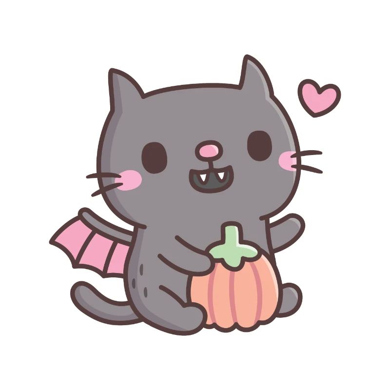 Cute Vampire Cat With Pumpkin