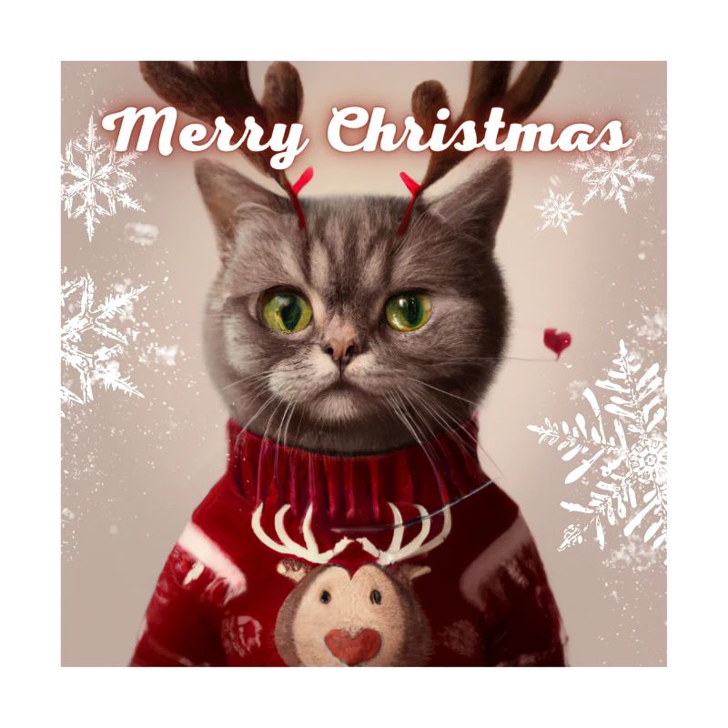 Süße britische Katze im Weihnachtspullover.