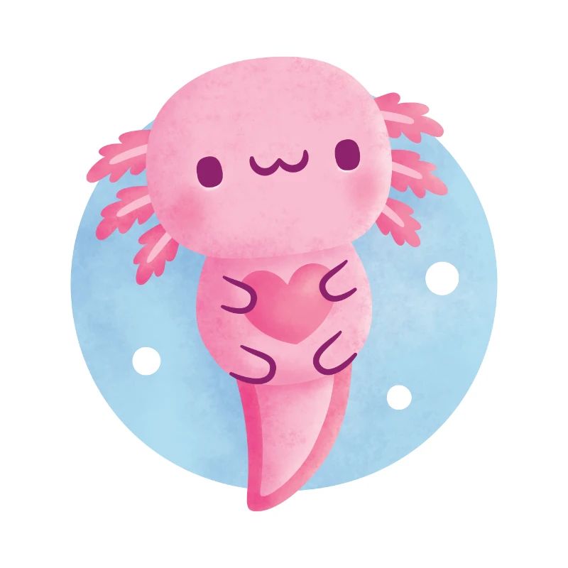 Mignon Axolotl Hugging Heart