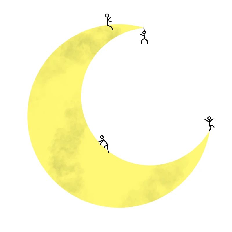 Lune avec des figures en bâton