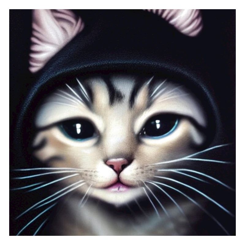 Chaton à capuchon noir