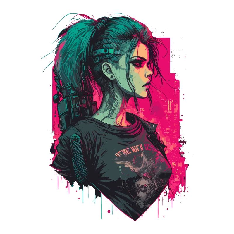 Atemberaubendes digitales Gemälde einer Punk-Frau