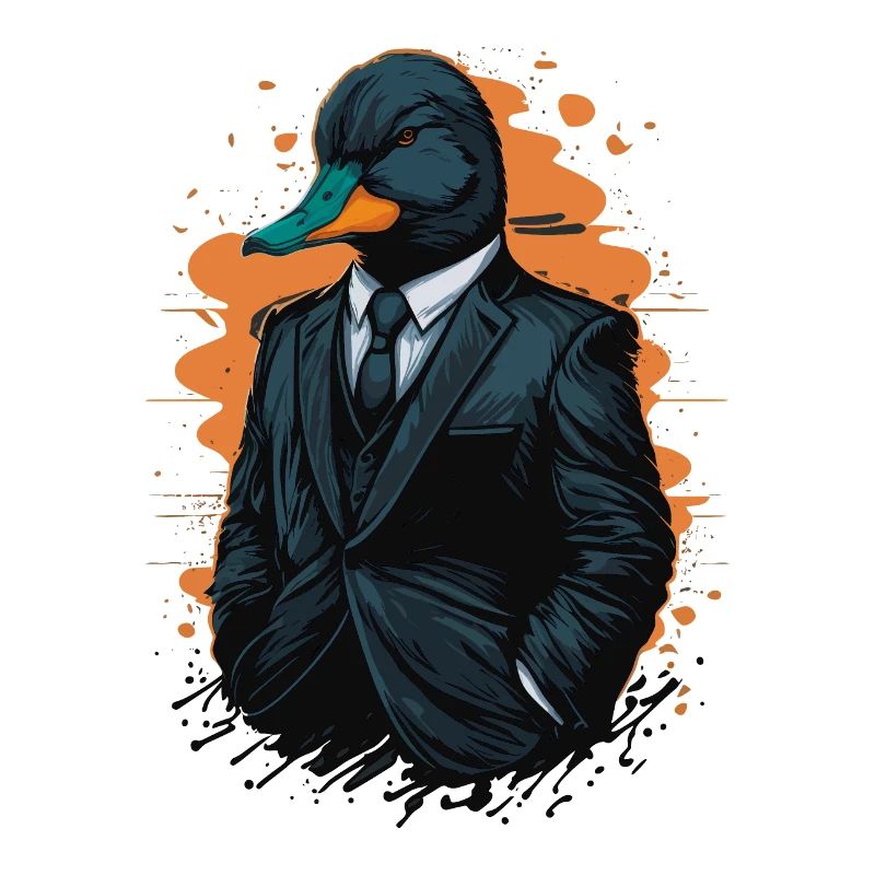 Cooles Artwork einer Ente im Anzug