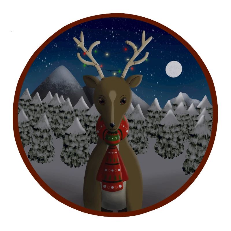 Reindeer in a starry winter landscape