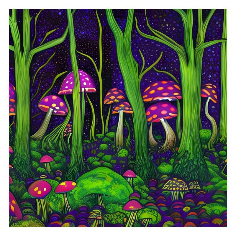 Champignons magiques dans la forêt