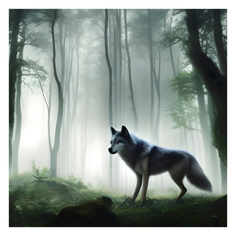 Flauschiger Wolf im Wald