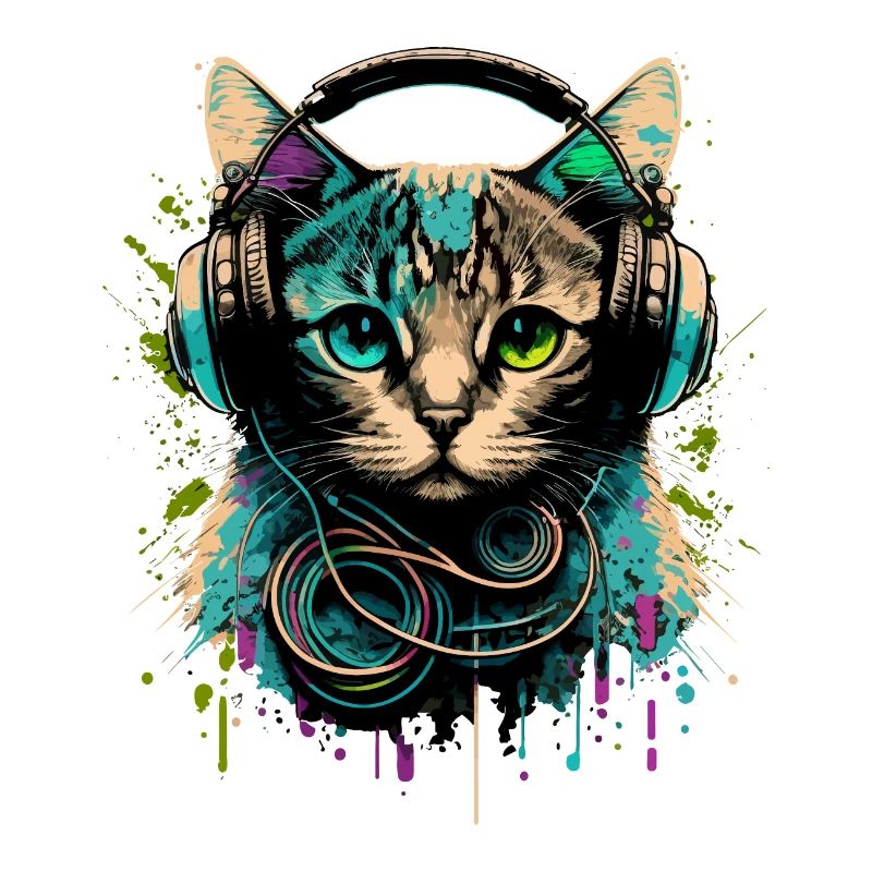 Katze mit Headset