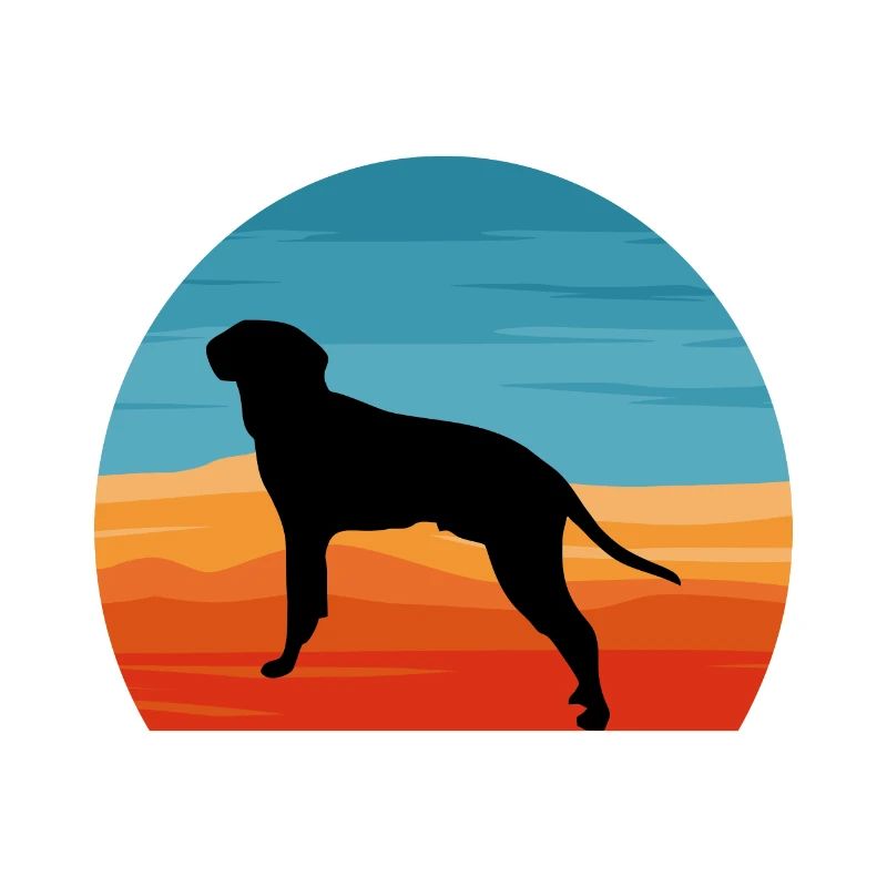 Braque Saint Germain Dog Silhouette Retro Sunset