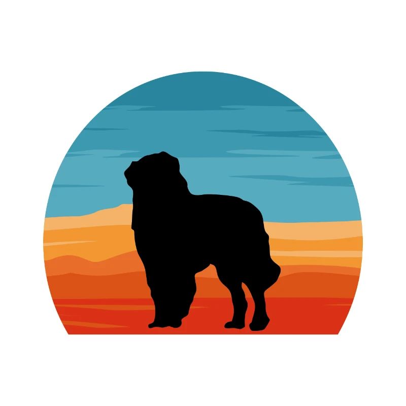 Carpathian Shepherd Dog Silhouette Retro Sunset