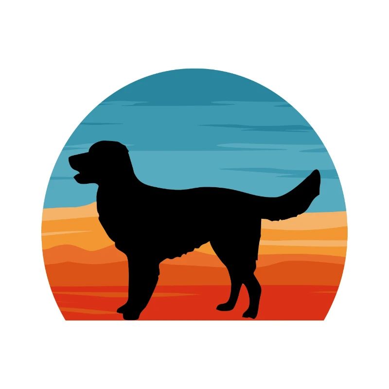 German Longhaired Pointer Dog Silhouette Retro