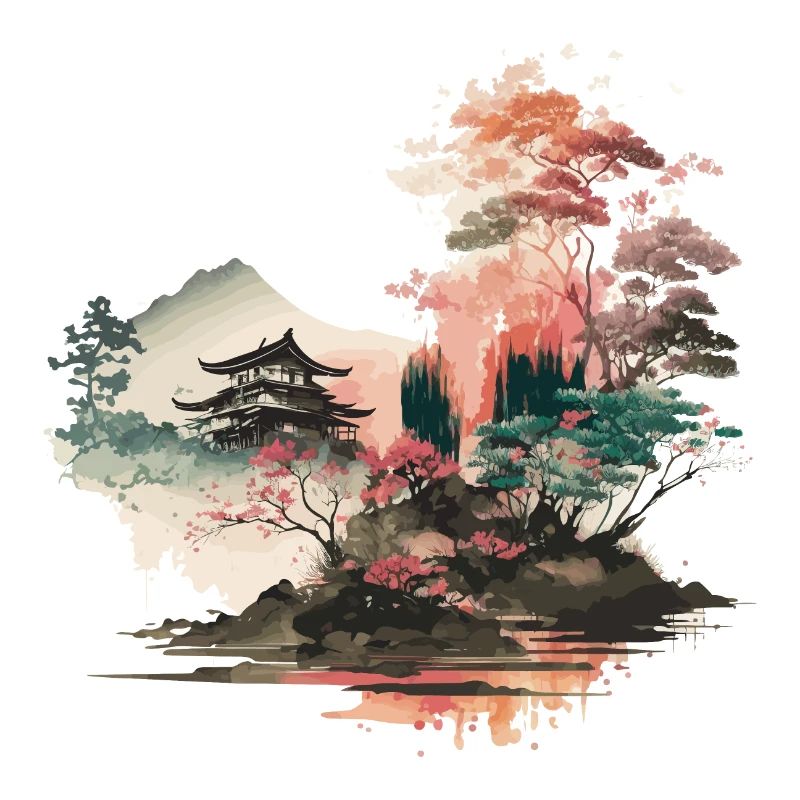Paysage de gravure sur bois