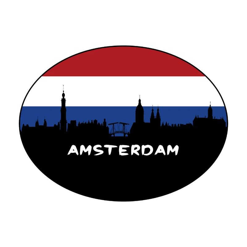 Amsterdam Pays-Bas Flag Skyline Silhouette