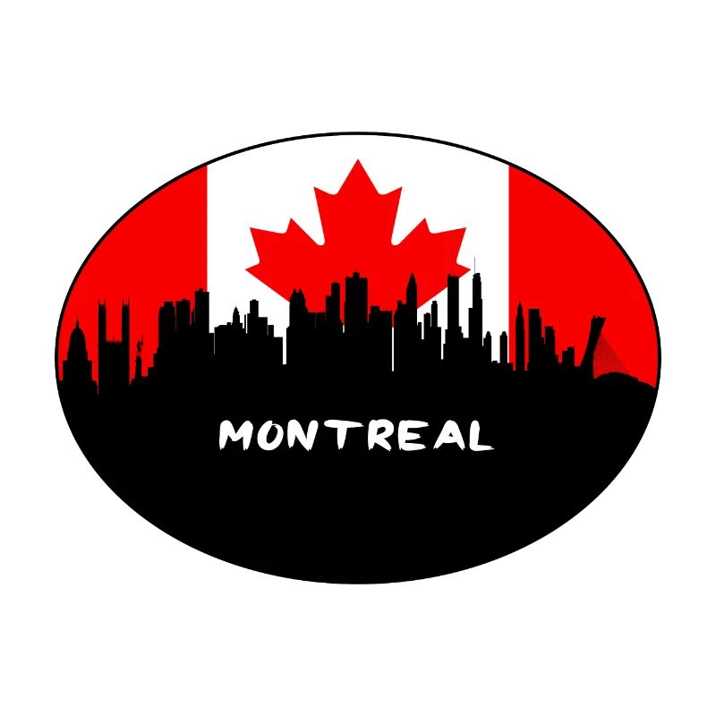 Drapeau Canada Montréal Skyline Voyage Silhouette