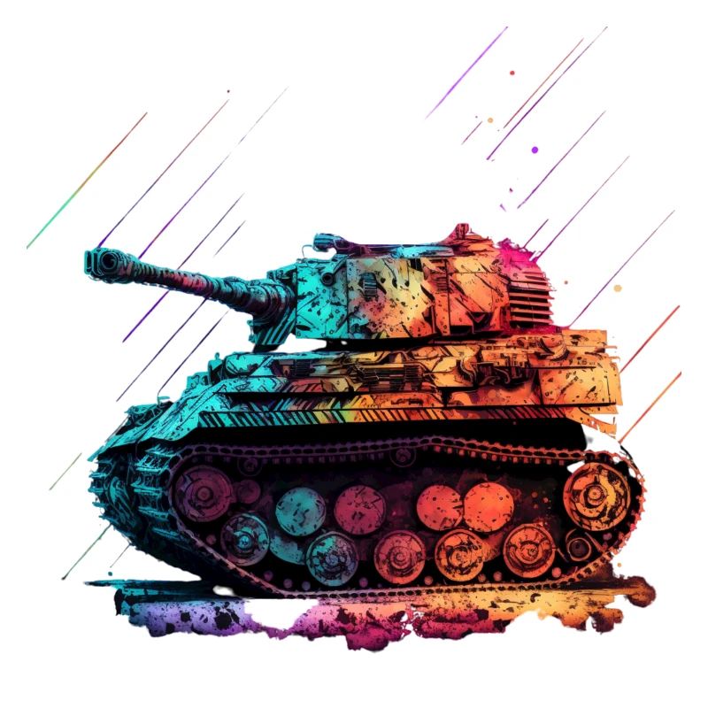 Char de combat principal cool aux couleurs néon