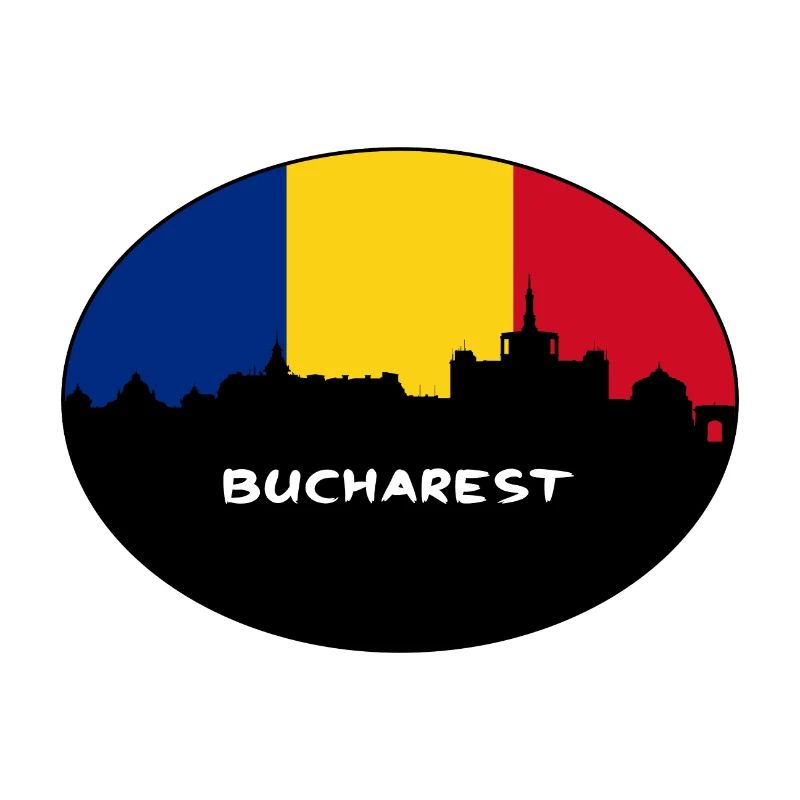 Bucarest Roumanie Drapeau Skyline Silhouette Travel