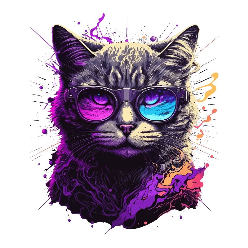 Chat néon violet