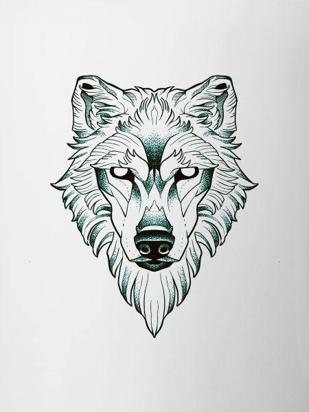 Loup symétrique dotwork