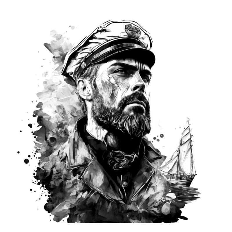 Le capitaine et son voilier, marin