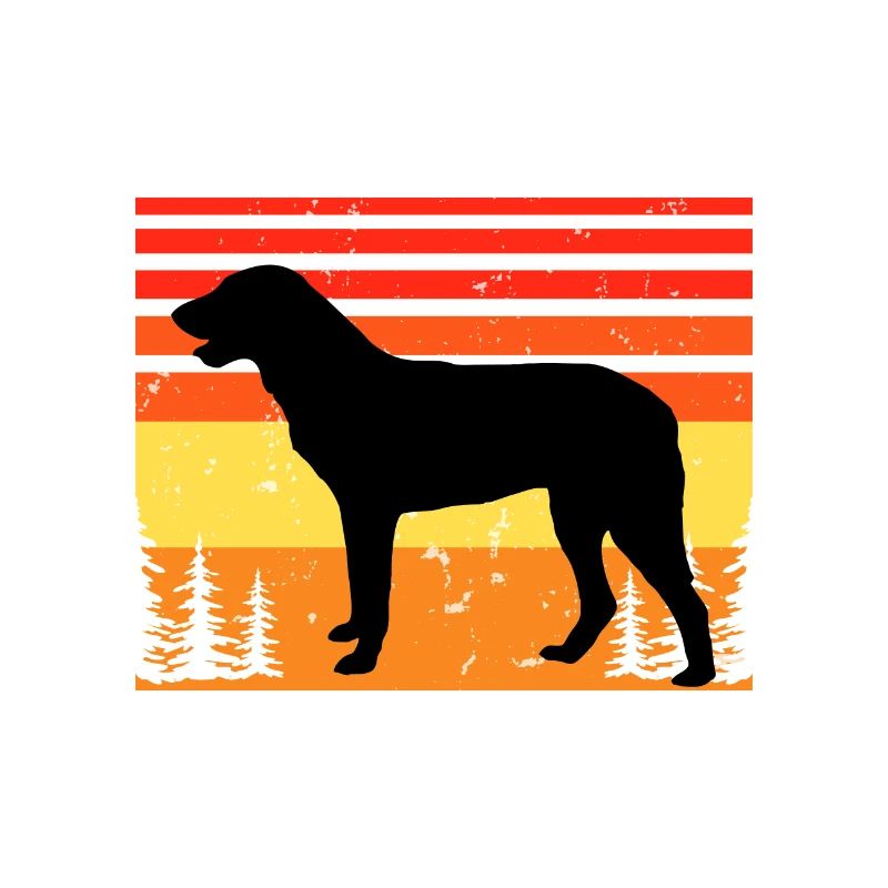 Cao De Castro Laboreiro Dog Silhouette Retro Sun