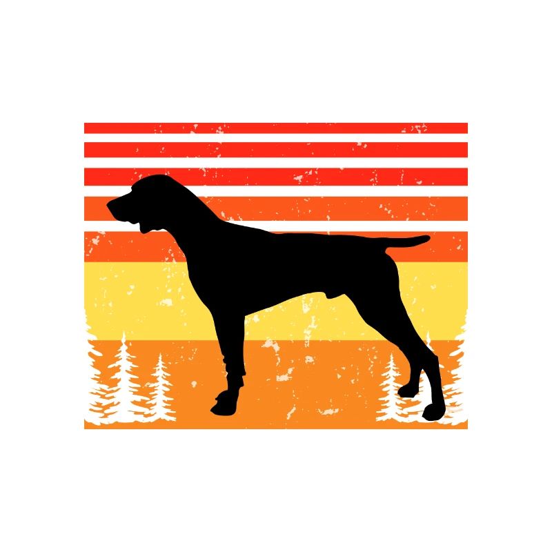 German Shorthaired Pointer Dog Silhouette Retro