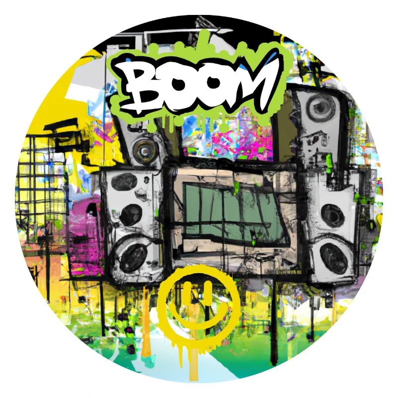 Boom Box with Smiley - Graffiti