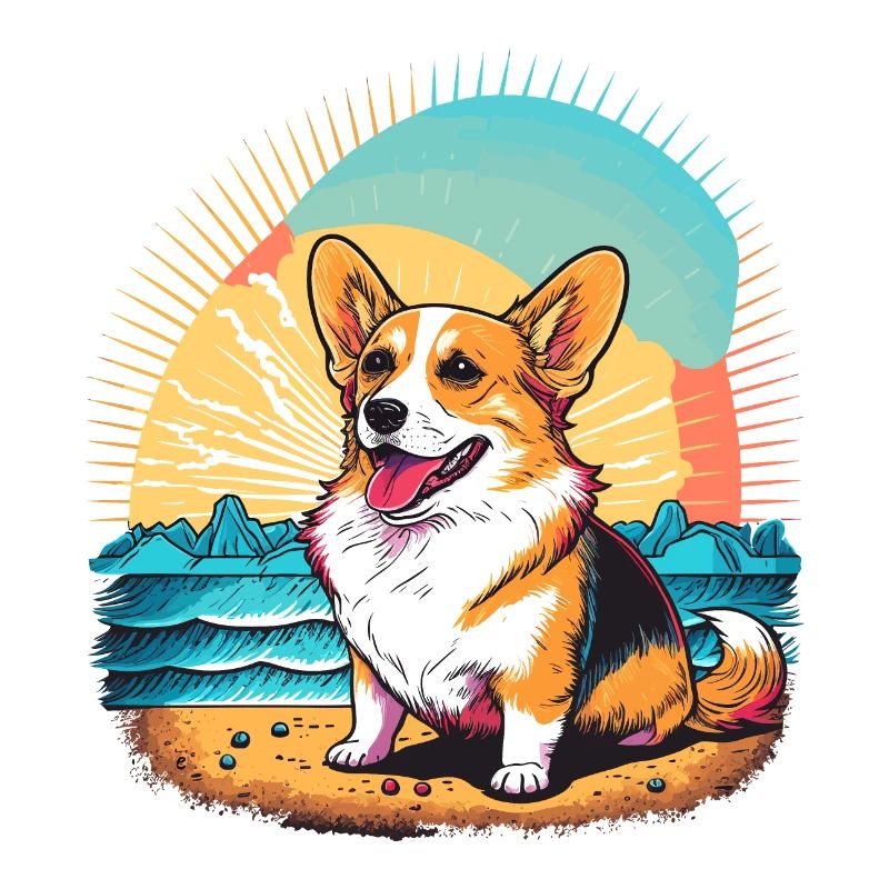 Corgi am Strand