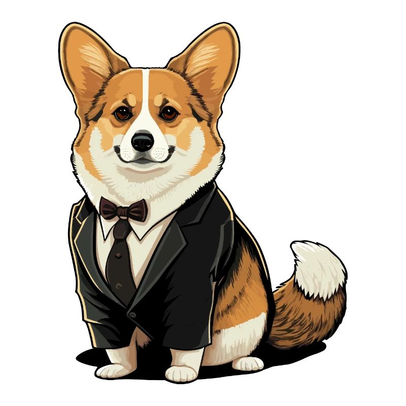 Corgi im Smokinganzug
