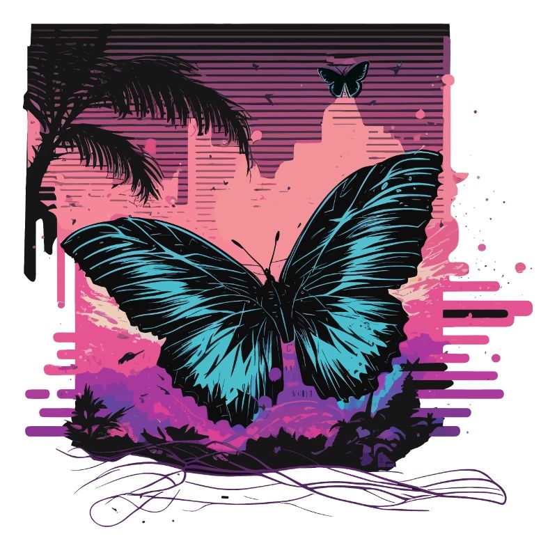 Papillon Vaporwave volant