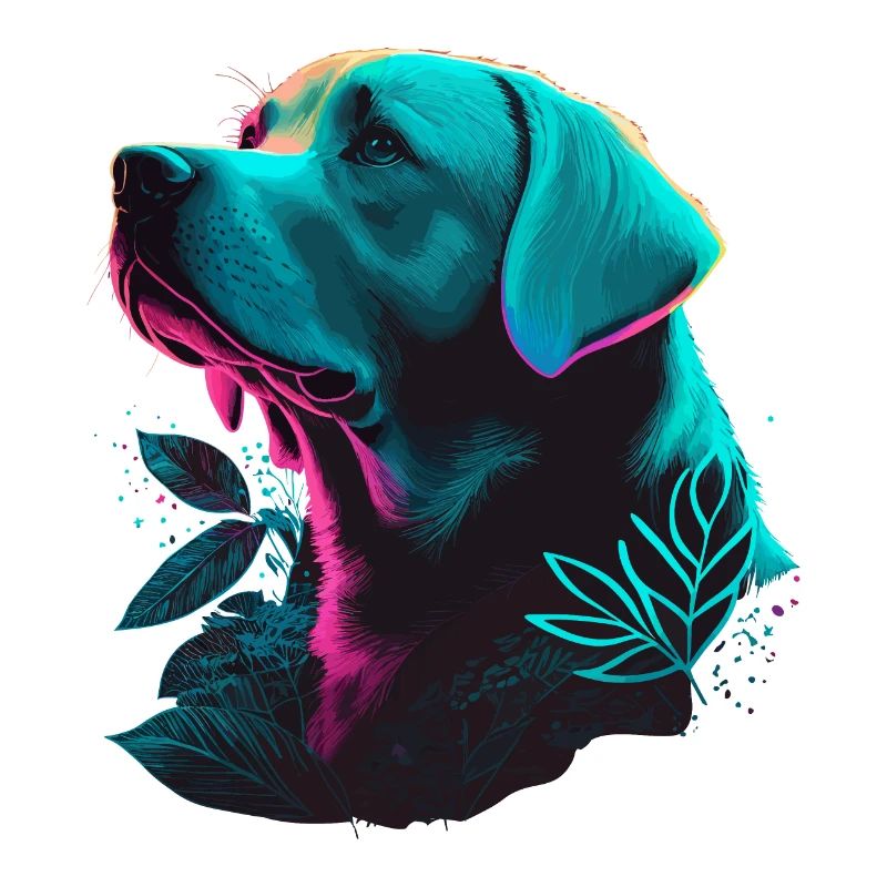 Weißes glänzendes Haar Labrador Retriever Vaporwave
