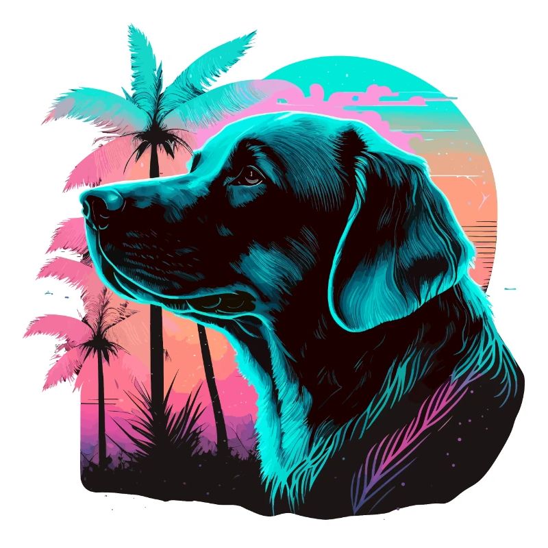 Labrador Retriever at Beach Coconut Tree
