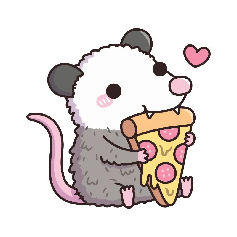 Süßes Opossum isst Pizza