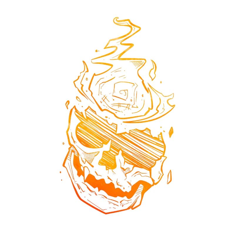 Skull in fire - sketch art