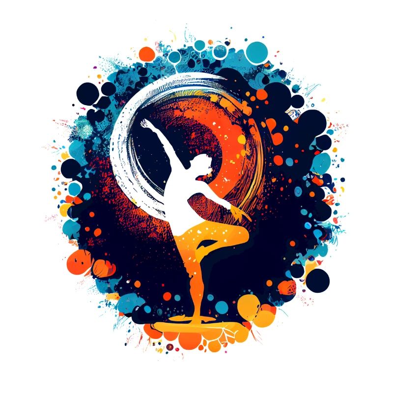 Œuvres d’art de danse de yoga colorées, points colorés