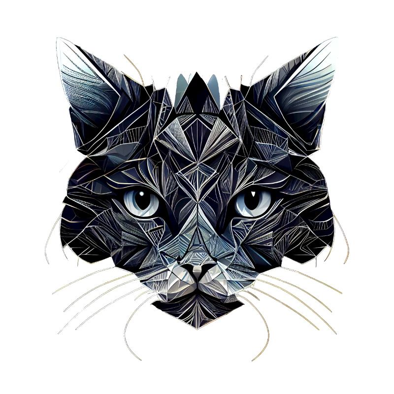 Schwarzes Katzengesicht mit geometrischen Mustern