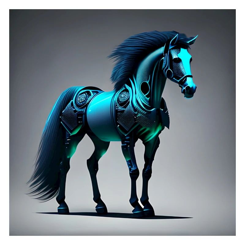 Blaues Cyborg-Pferd