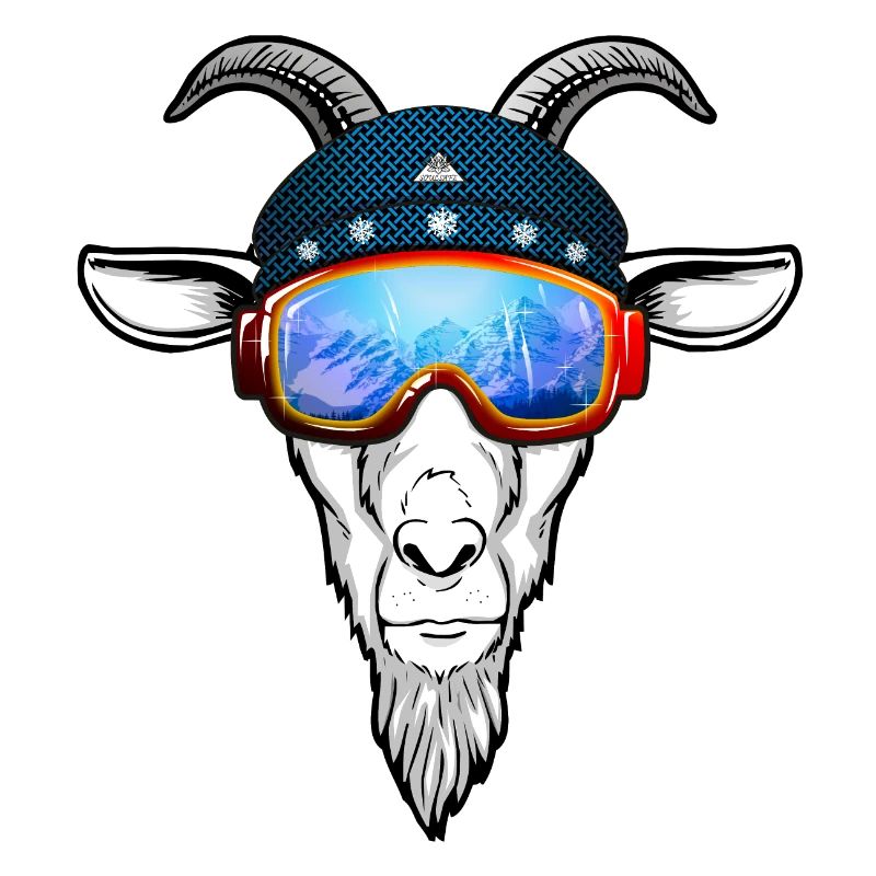 Goat mountain with goggles