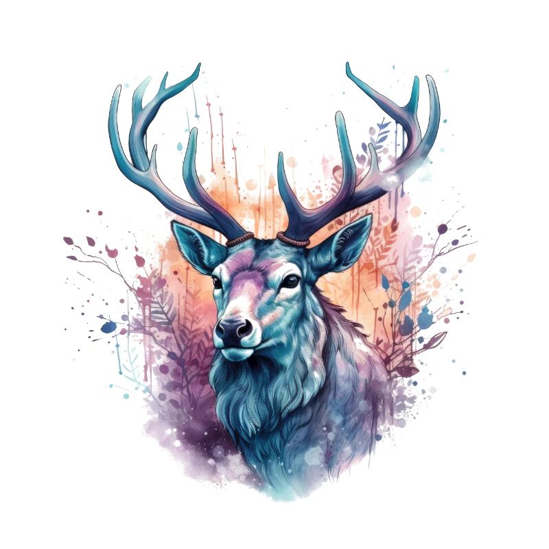 Hirsch Bunt Aquarell
