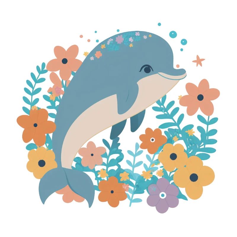 Charmanter Delfin im Blumenmeer 2