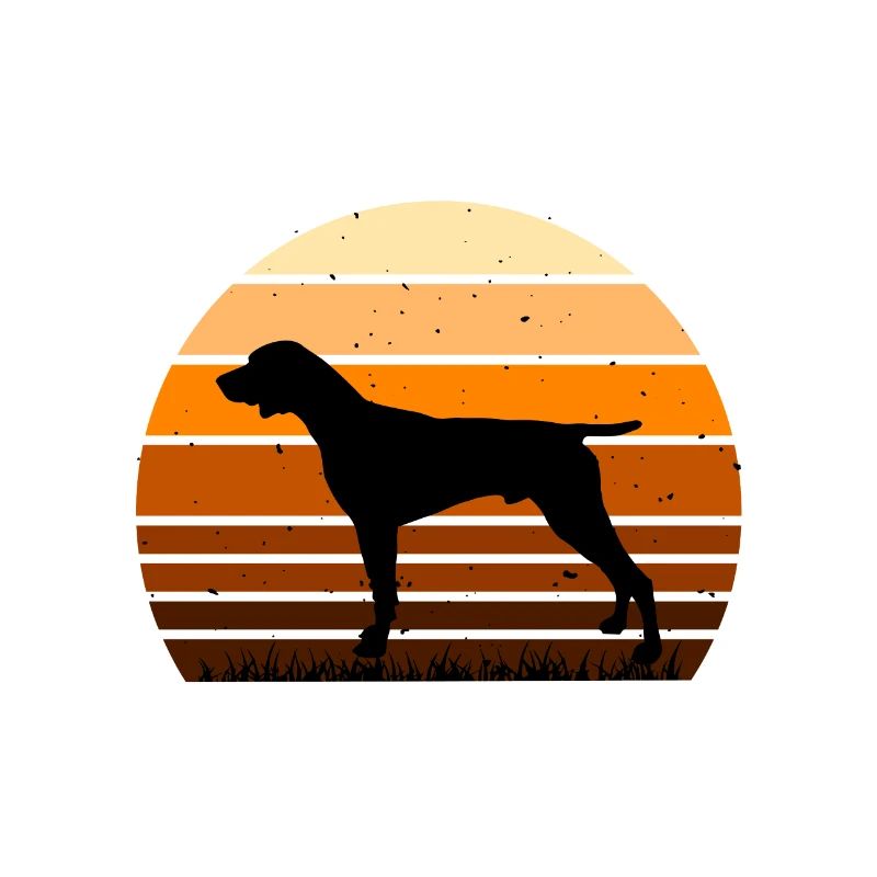 German Shorthaired Pointer Dog Silhouette Retro