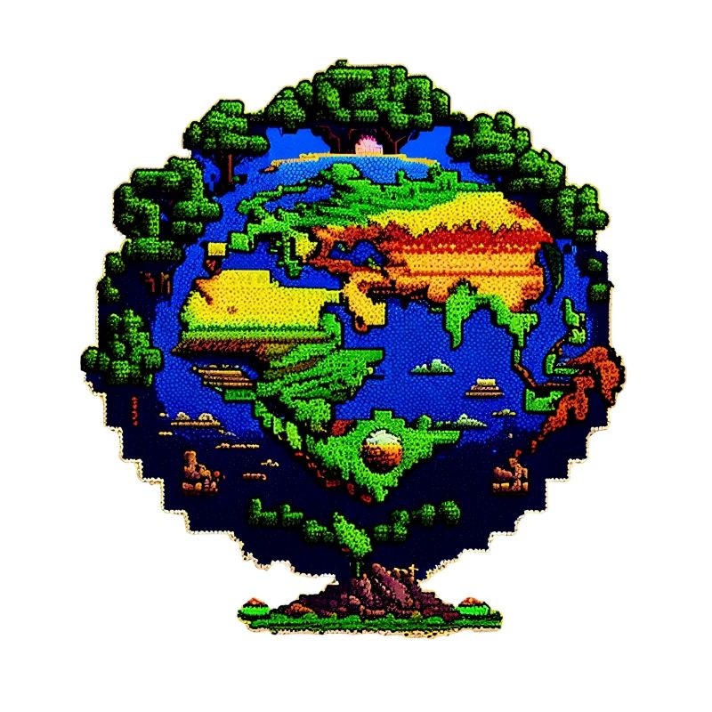 The Earth in pixel art