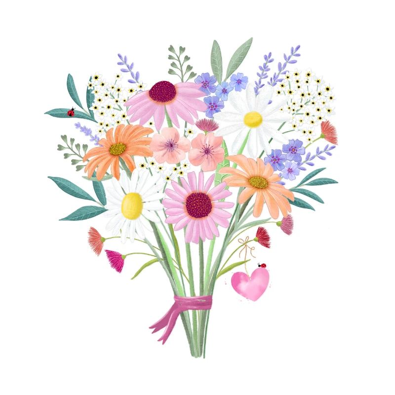 Bouquet with heart, customizable.