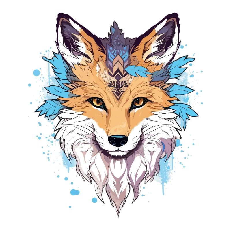 Fox with feathers boho